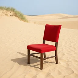 red wingback chair on beautiful sand dunes