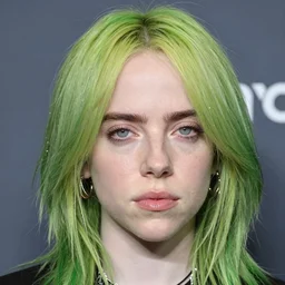 hyper realistic and detailed closeup of Billie Eilish