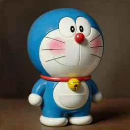 a painting of a cracked ceramic doraemon toy painted with poor blue and pink pigments, a flemish baroque by dino valls and jc leyendecker, trending on zbrush central, classical realism, flemish baroque, hyper realism, chiaroscuro