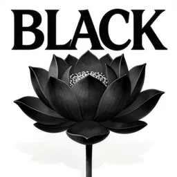 black lotus fantasy illustration, typography manga cover, high resolution, by designers republic