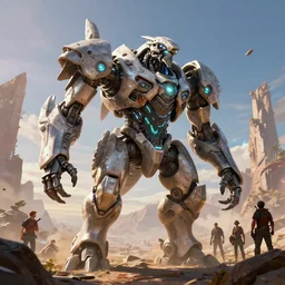 ravager machine mecha animal beast robot of horizon forbidden west horizon zero dawn bioluminiscence global illumination ray tracing hdr fanart arstation by sung choi and eric pfeiffer and gabriel garza and casper konefal