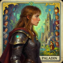 side portrait, imogen poots, paladin, gloomhaven, organic painting, hard edges, tarot card, luminescent, octane render, by greg manchess, huang guangjian, gil elvgren, sachin teng, greg rutkowski, jesper ejsing, rhads, ilya kuvshinov, cushart krenz