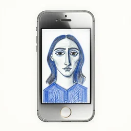 a blueprint of the first iPhone model drawed by Picasso