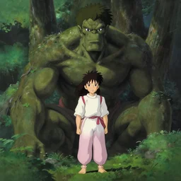 amazing character, giant titan spirit of nature from princess mononoke animation film, painting by studio ghibli and ilya repin, toei animation, nice lighting, smooth tiny details, soft and clear shadows, low contrast, perfect