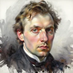 an ink painting of a portrait of a man by nikolay nikanorovich dubovskoy and richard mayhew vivid colors and hyperrealistic