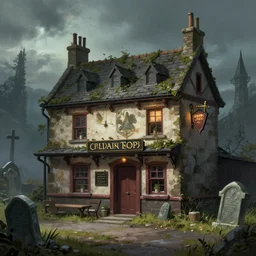 taver, pub, graveyard, Fantasy Art