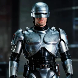 cinematic still of michael j fox as robocop in the movie robocop 1 9 8 7