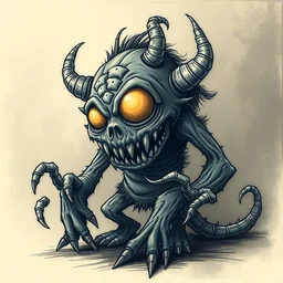 grunge drawing of a cartoon monster by mrrevenge, horror themed, detailed, elegant, intricate
