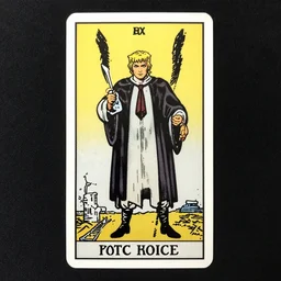 tarot card featuring rorschach from the watchmen comic by alan moore