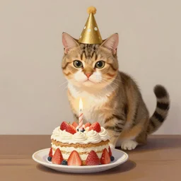 It's Maple the cat's birthday, digital painting by Thomas Kinkaid
