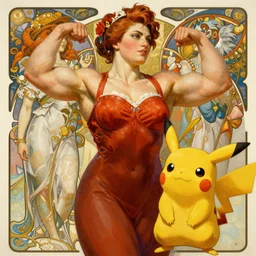 socialist realism propaganda poster painting of thick female bodybuilder zarya from overwatch as pikachu, socialist realism, highly detailed, intricate, digital painting, artstation, sharp focus, illustration, art by jakub rozalski, artgerm, tan zi and ayanamikodon and alphonse mucha and wlop