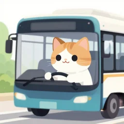 a cat driving a bus
