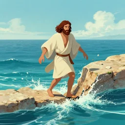 Moses in the middle of the sea splitting it in two and crossing dry , Greg rutkowski, Trending artstation, cinematográfica, digital Art