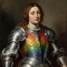 saoirse ronan, wearing rainbow scales armour, oil painting by titian, hard focus
