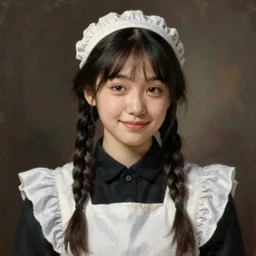 a (sadly) ((smiling))) black haired, young hungarian servantmaid from the 19th century who looks very similar to (((Lee Young Ae))) with a two french braids, detailed, soft focus, realistic oil painting by  Ferenczy Károly, John Everett Millais, Munkácsy, Csók István, and da Vinci