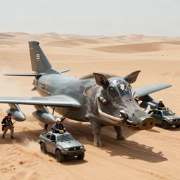 a hyperdetailed photorealistic a - 1 0 warthog ground attack aircraft staffing a small group of vehicles in the desert, cinematic framing, cinematatic lighting, cinematic shadows, in the style of top gun maverick