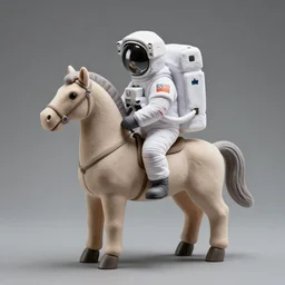 astronaut carrying a model on his back, model is in shape of a horse