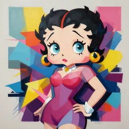 Painting of Betty Boop by Sachin Teng :4  stylish, asymmetrical, Matte Painting , Vector art, geometric shapes, hard edges, graffiti, street art:2 Masterpiece, impressive detail, Profound, by Sachin Teng:4