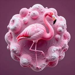 3d mandelbulb fractal of a flamingo, Flamingo, 3d mandelbulb fractal, visual depth, high quality, shadowing, fractal render, pink, white, 4k, 8k