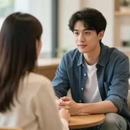 attractive guy trying to talk to a girl, hd, high detailed
