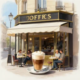 digital painting of a french coffee and brasserie in paris, relax, enjoy, very neat and clear, by ( victo ngai ), by jesper ejsing, by james jean, by rossdraws, ( frank franzzeta ), mcbess