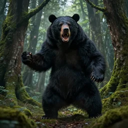 epic professional digital art of raging (Black Bear) dressed like !!Orc Druid!!, in mossy tree forest, Epic Lycanthropic Assimilation by Anato Finnstark, best on artstation, cgsociety, wlop, cosmic, epic, stunning, gorgeous, much detail, much wow, masterpiece
