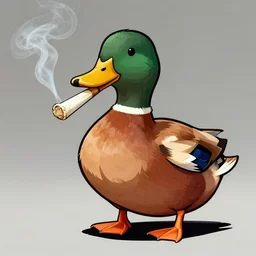 smoking duck smoking weed, smoking a joint, photo, joint in mouth, duck smoking, digital art, 8k