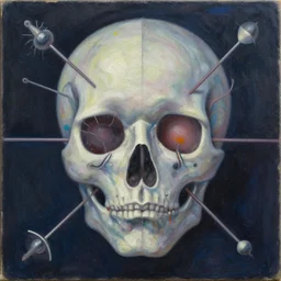 a painting titled macroscopic cybernetic exobiome soul fracture, oil on canvas by Ernst Dagelaue (1996)