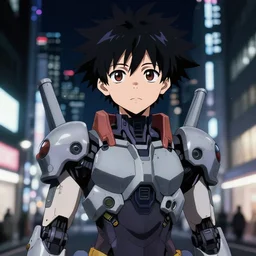 portrait of anime girl in mechanic armor in night tokyo by makoto sinkai, my hero academia, perfect face, fine details