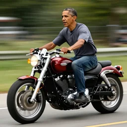 Barack Obama riding a Motorcycle, Trending on Artstation, artstationHQ