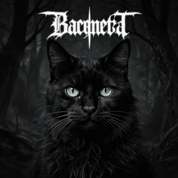 black metal album cover art themed around cat