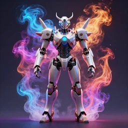 a symmetrical beautiful god with colorful smoke energy by alex gray and android jones, concept art, robot, 3 d, vray, octane render, 8 k, unreal engine