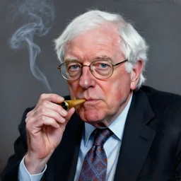 a portrait of a calm bernie sanders smoking a blunt, painted by zdzislaw beksinski