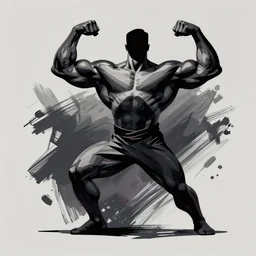 vector image of a figure posing in power, flexing muscles, dark figure, brushstrokes, by ismail inceoglu, extremely detailed, 8 k