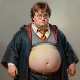 amazing detailed photorealistic painting of a very fat harry potter. hq 4 k