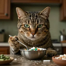 cat cooking drugs like Walter White (Breaking Bad), very detailed