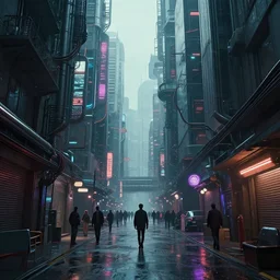 a cyberpunk backstreets of a futuristic city by bellotto bernardo and rob gonsalves