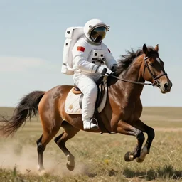 a horse riding an astronaut.