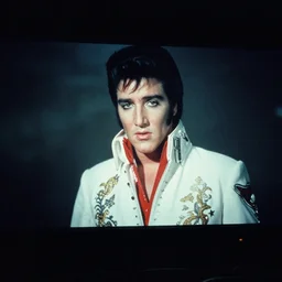 film of an premonition video of elvis presley on the minority report screen from minority report, 8 k