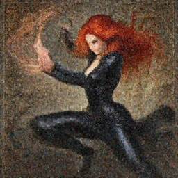character, female sorceress in elegant black leathers, crimson hair, dynamic action pose, D&D, fantasy, intricate, focused expression, performing sorceress magic, highly detailed, digital painting, artstation, octane render, concept art, matte, sharp focus, illustration, art by Artgerm and Greg Rutkowski and Alphonse Mucha and alex ross