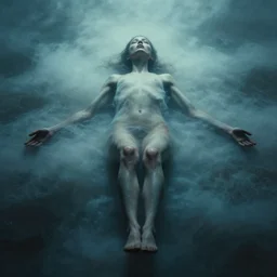 a cinematic artistic photography of the soul leaving the body, digital art