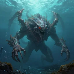 huge eldritch monstrosity underwater, realistic digital painting, artstationhq, artstationhd