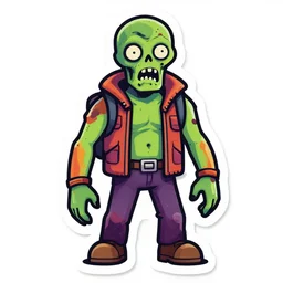 humoristic zombie fallout 7 6 retro futurist illustration art by butcher billy, sticker, colorful, illustration, highly detailed, simple, smooth and clean vector curves, no jagged lines, vector art, smooth andy warhol style