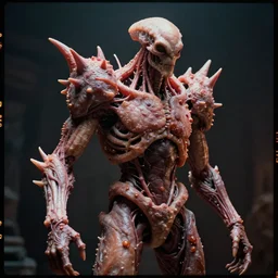 creature made out of a humanoid nervous system with large meaty spikes all over the body, cinematic, volumetric lighting, f 8 aperture, cinematic eastman 5 3 8 4 film, photorealistic