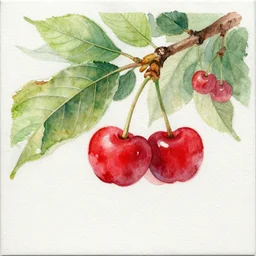 A cherry tree, watercolor on canvas, matte painting