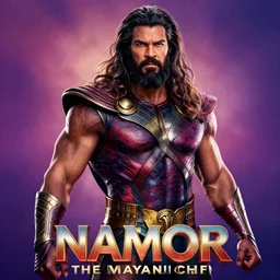 a movie poster for a 2020 superhero movie Namor the Mayan Chief, designed by John Alvin