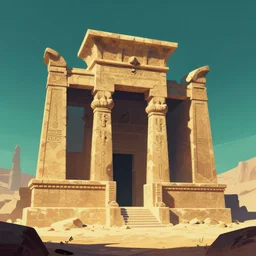 ancient middle eastern structure, epic retrowave art, trending on art station