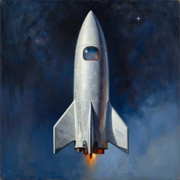 a painting of a scifi rocket by peter ilsted