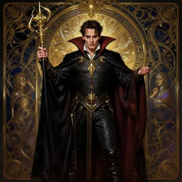 johnny depp as dracula, intricate, d & d, wizard, powerful, fantasy, art nouveau, baroque style, digital painting, trending on artstation, sharp focus, wide shot, illustration, global illumination, ray tracing, art by artgerm and greg rutkowski and ruan jia