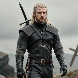 Chris Evans as the Witcher, photo real, 4k, epic, high detail, cinematic